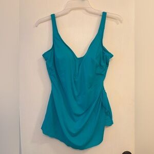 Roxanne Bra Sized V-Neck Sarong One Piece Swimsuit - Size 14